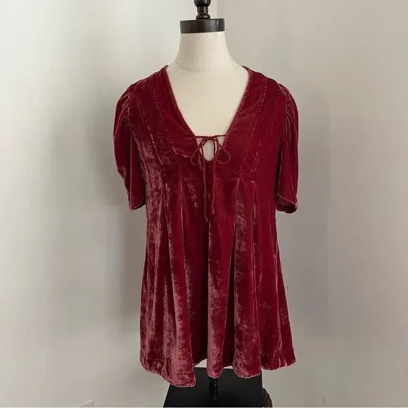 ✨ Free People Ivy Velvety Babydoll Tunic | Dark Berry | XS ✨ - Picture 2 of 13